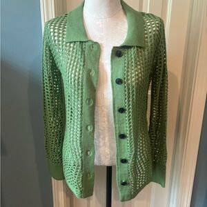 NEW Double Zero Green Open-Knit Sweater
